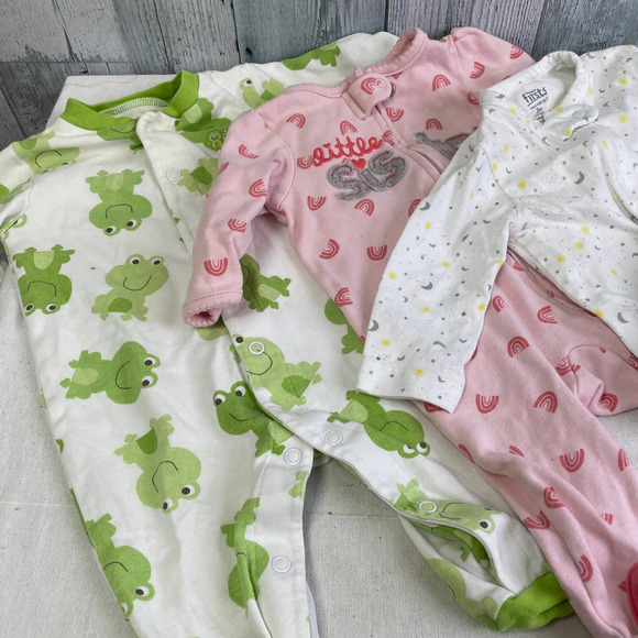 Lot of 6 Carters Baby Girl 3 Months One Piece Sleepers Long Short Sleeve Top Lot - Picture 2 of 4